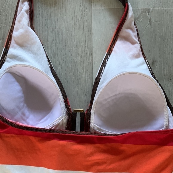 La Blanca Striped Multicolor brown orange One Piece SIZE 8 swimsuit halter‎ neck - Picture 7 of 9